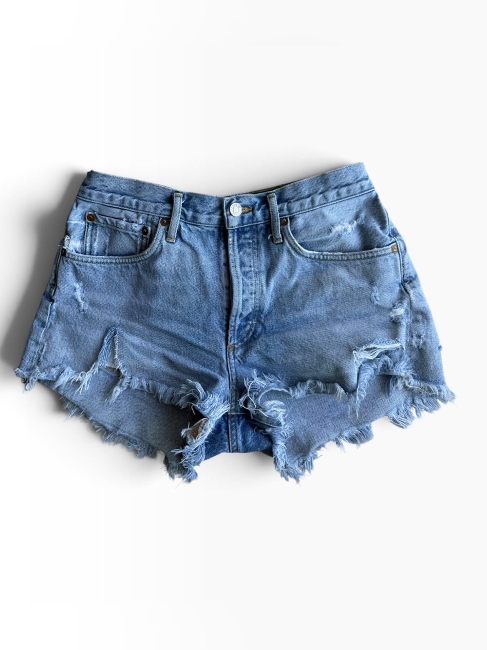 AGOLDE Parker Denim Cutoff Shorts Size 27 Distressed Frayed Hem 100% Cotton